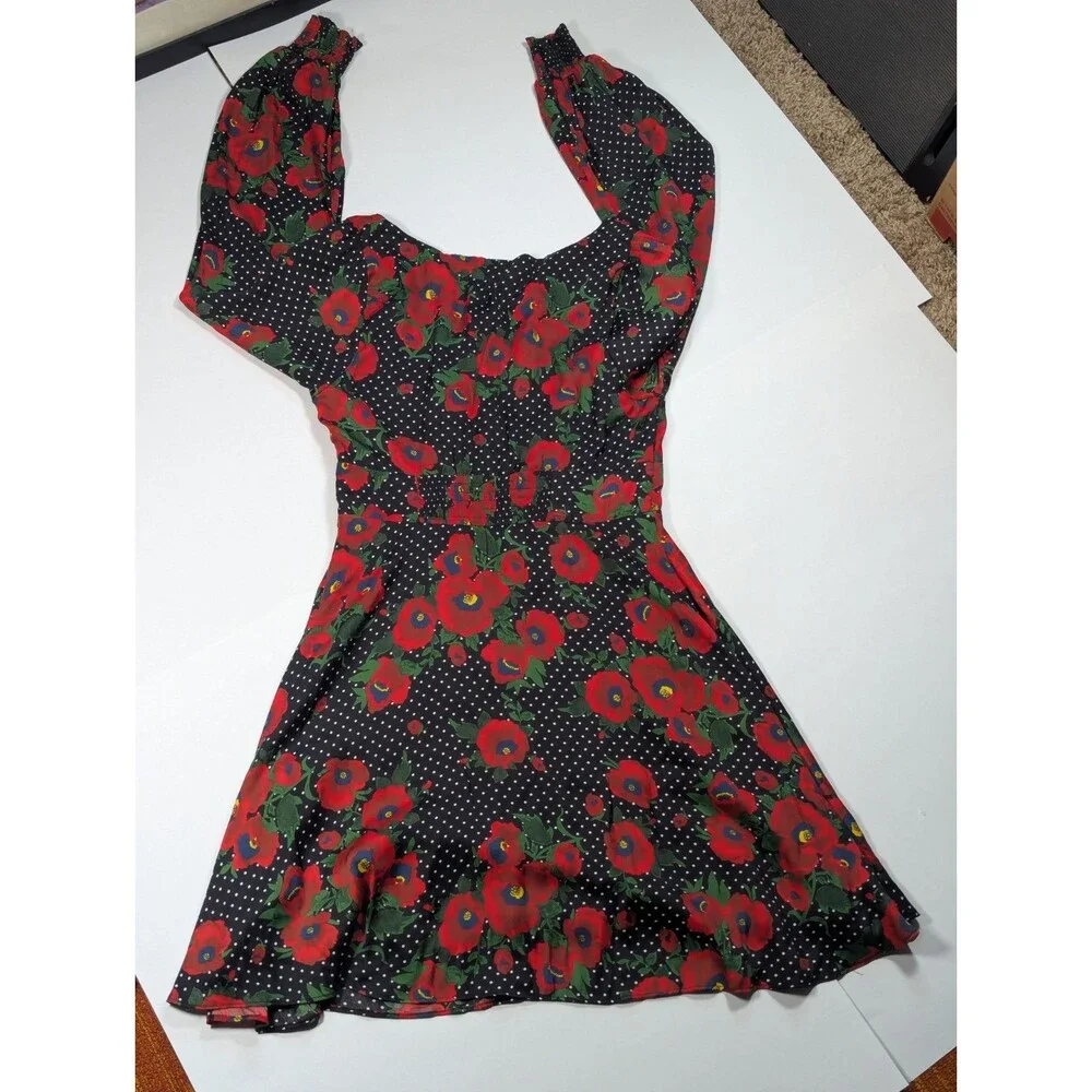 Free People Dress Poppies And Polka Dots